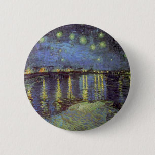 Bóton Redondo 5.08cm Pintura da Noite Estrelada de Van Gogh