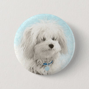 Bóton Redondo 5.08cm Pintura de Algodão de Tulear - Arte de Cachorro O