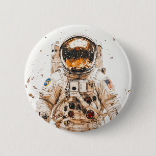 Bóton Redondo 5.08cm Pintura de Astronauta
