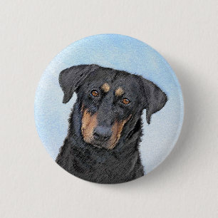 Bóton Redondo 5.08cm Pintura de Beauceron - Arte de Cão Original Bonit