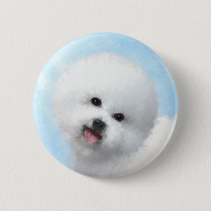 Bóton Redondo 5.08cm Pintura de Bichon Frise - Arte de Cachorro Origina