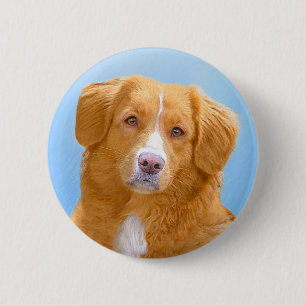 Bóton Redondo 5.08cm Pintura de Cão de Retriever com Pedra Nova Escóc