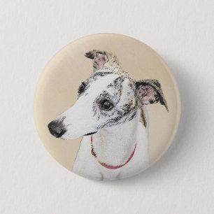 Bóton Redondo 5.08cm Pintura de chicote - Arte de Cão Original Bonita