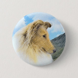 Bóton Redondo 5.08cm Pintura de Collie em Montanhas (Rough) - Arte Cani
