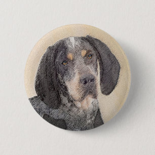 Bóton Redondo 5.08cm Pintura de Conhound Bluetick - Ar Cachorro Origina