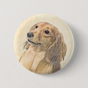 Bóton Redondo 5.08cm Pintura de Dachshund (Longhaired) - Arte de Cão O