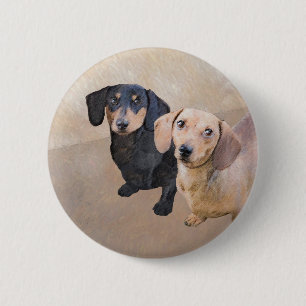Bóton Redondo 5.08cm Pintura de Dachshund (Smooth) - Arte de Cão Origi