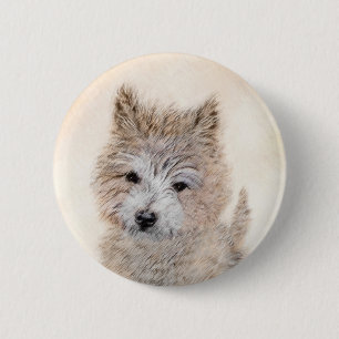 Bóton Redondo 5.08cm Pintura de Filhote de Cairn Terrier - Arte Origina