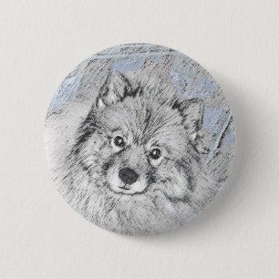 Bóton Redondo 5.08cm Pintura de Keeshond Beth - Arte de Cachorro Origin