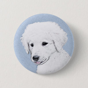 Bóton Redondo 5.08cm Pintura de Kuvasz - Arte de Cachorro Original Boni
