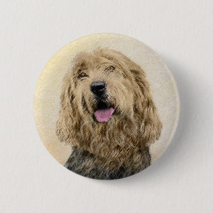 Bóton Redondo 5.08cm Pintura de Otterhound - Arte de Cachorro Original