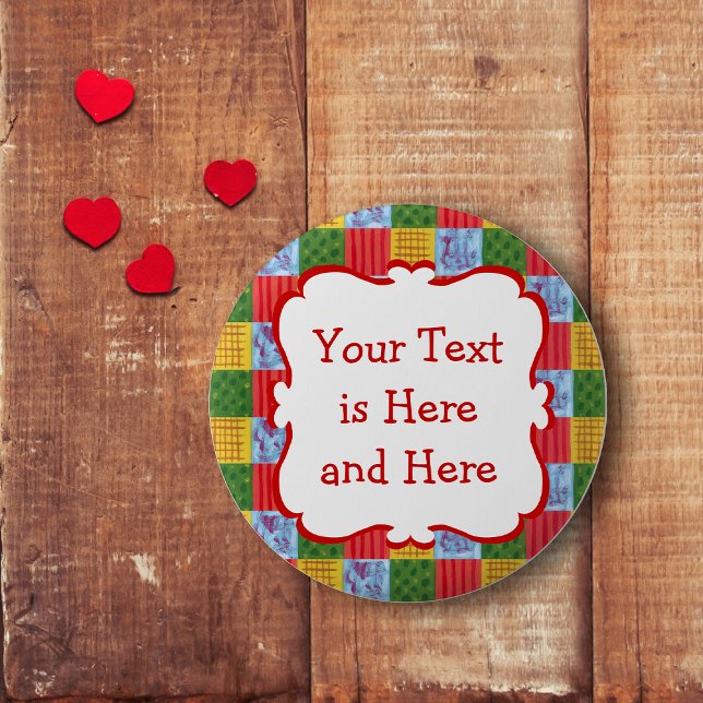 Bóton Redondo 5.08cm Pintura de padrão de patch (Patchwork pattern hand painting button.  Colorful and cute.  Personalized design.)