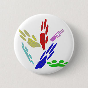 Bóton Redondo 5.08cm Pintura De Pata De Cachorro Com Bolinhas