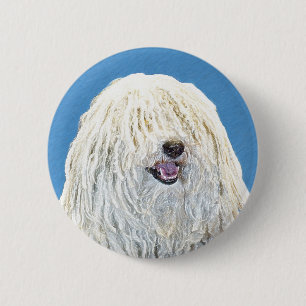 Bóton Redondo 5.08cm Pintura de Puli - Arte de Cachorro Original Bonita