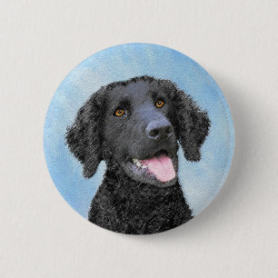 Bóton Redondo 5.08cm Pintura De Retriever Revestida Curly - Arte De Cã