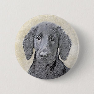 Bóton Redondo 5.08cm Pintura De Retriever Revestida Plana - Arte De Cã
