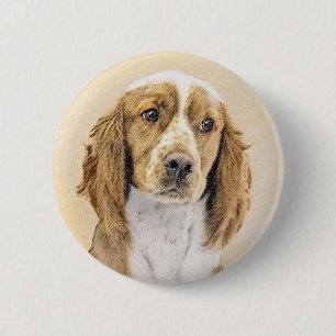 Bóton Redondo 5.08cm Pintura do Welsh Springer Spaniel - Arte Original