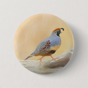 Bóton Redondo 5.08cm Pintura em Quail de Gambrel — Arte original sobr