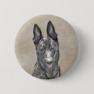 Bóton Redondo 5.08cm Pintura em Shepherd Holandês - Arte em Cachorro O