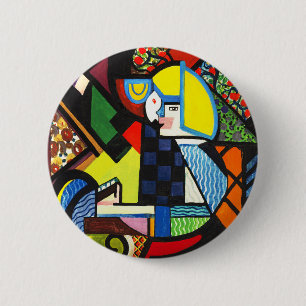 Bóton Redondo 5.08cm Pintura Modernista Colorida Geométrica Abstrata