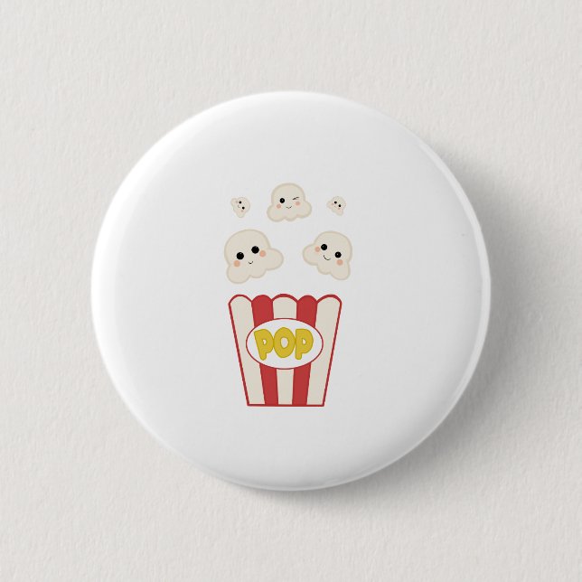 Bóton Redondo 5.08cm Pipoca de Kawaii Cute (Frente)