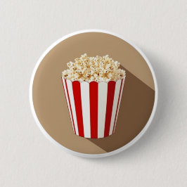 Bóton Redondo 5.08cm Pipoca num tubo vermelho e branco riscado
