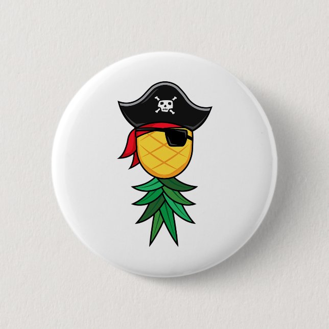 Bóton Redondo 5.08cm Pirata de Halloween - Pé-de-cabeça-para-baixo Ping (Frente)