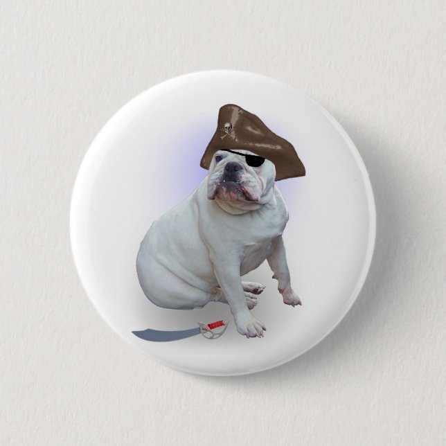 Bóton Redondo 5.08cm Pirata do buldogue (Frente)
