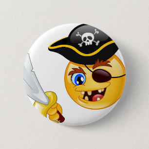 Bóton Redondo 5.08cm pirata emoji