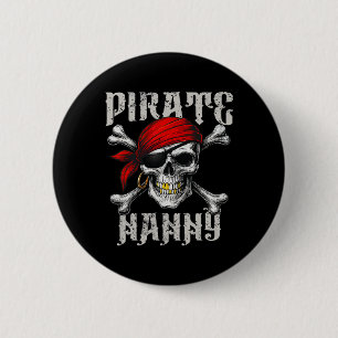 Bóton Redondo 5.08cm Pirate Nanny Jolly Roger Flag E Skull Crossbones
