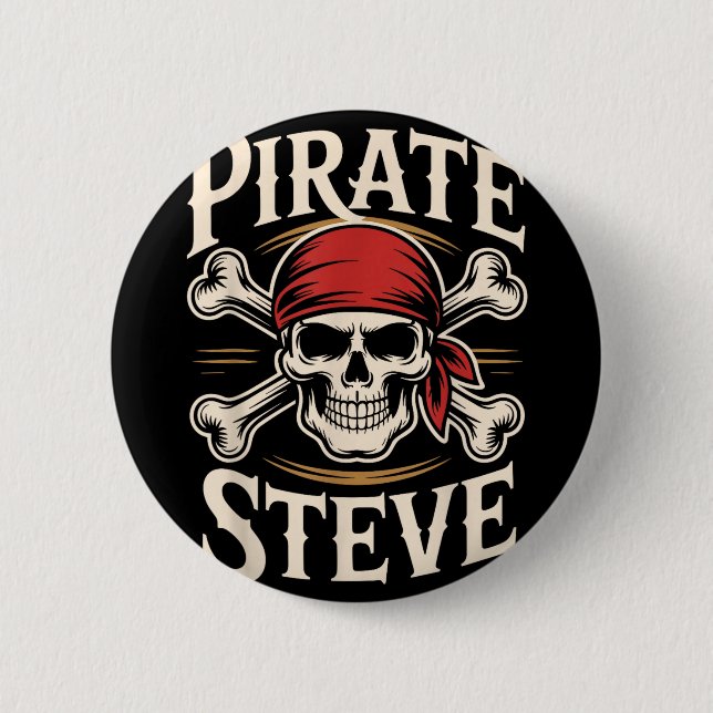 Bóton Redondo 5.08cm Pirate steve  (Frente)