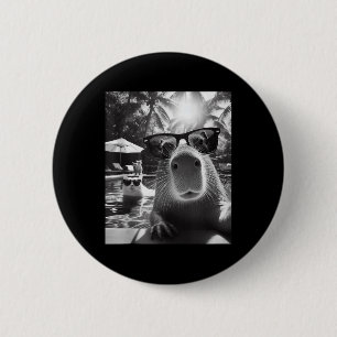Bóton Redondo 5.08cm Piscina De Nadação Funny Animal Capybara Selfie Co