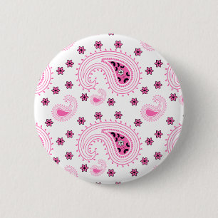 Bóton Redondo 5.08cm Pista rosa-quente e padrão de flores