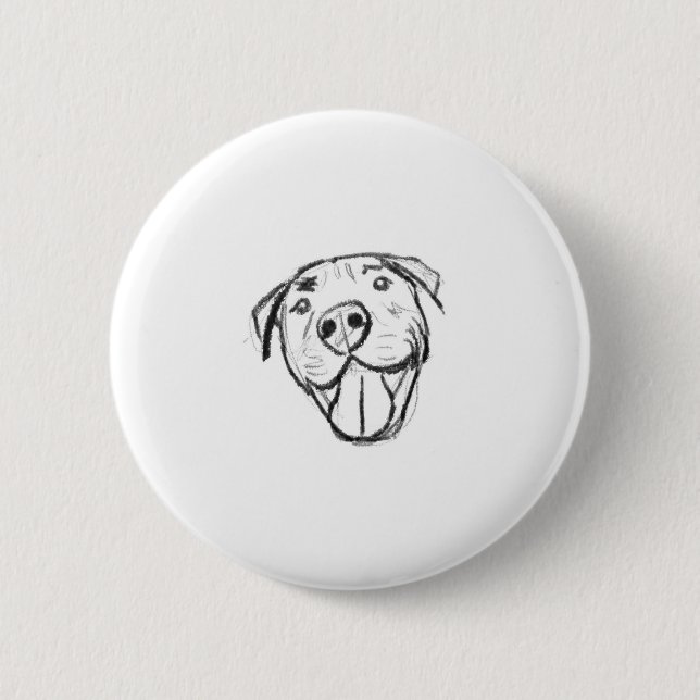 Bóton Redondo 5.08cm pit bull sorridente digital desenhado à mão (Frente)