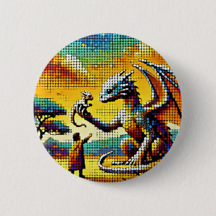 Bóton Redondo 5.08cm pixelated image of a dragon trainer