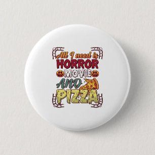 Bóton Redondo 5.08cm Pizza de Filme de Terror Halloween Abóbora Crânio