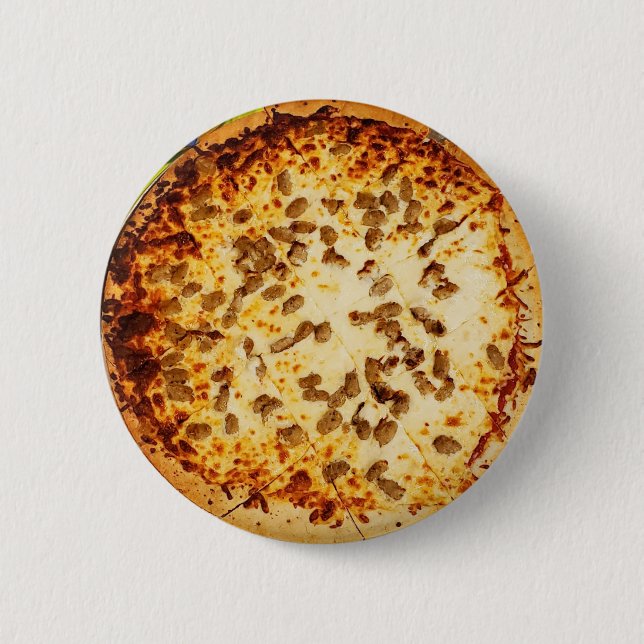 Bóton Redondo 5.08cm Pizza de Queijo e Linguiça (Frente)
