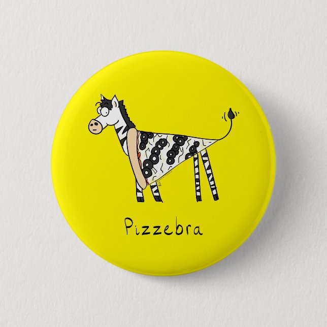 Bóton Redondo 5.08cm Pizzebra Pizza Zebra Botão de Pin (Frente)