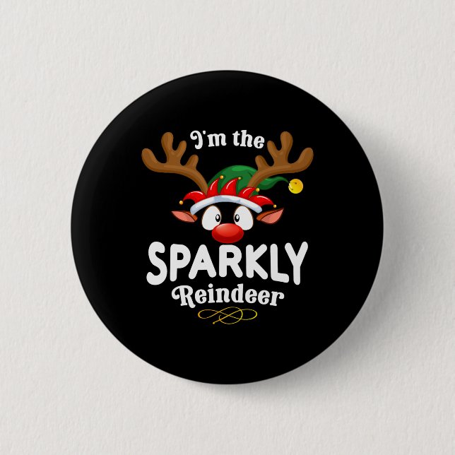 Bóton Redondo 5.08cm Pjs Gratuitos Xmas Reindeer Correspondente (Frente)