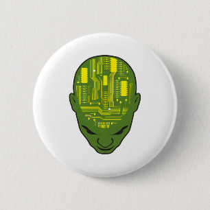 Bóton Redondo 5.08cm placa de circuito impresso cérebro cabeça amarelo