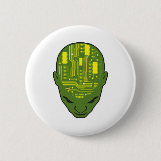 Bóton Redondo 5.08cm placa de circuito impresso cérebro cabeça amarelo