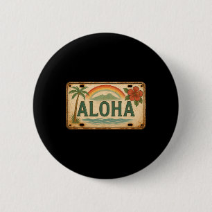 Bóton Redondo 5.08cm Placa de Licença Vintage Aloha Havaí