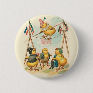 Bóton Redondo 5.08cm Placa De Páscoa Vintage Com Pintinhos De Circo