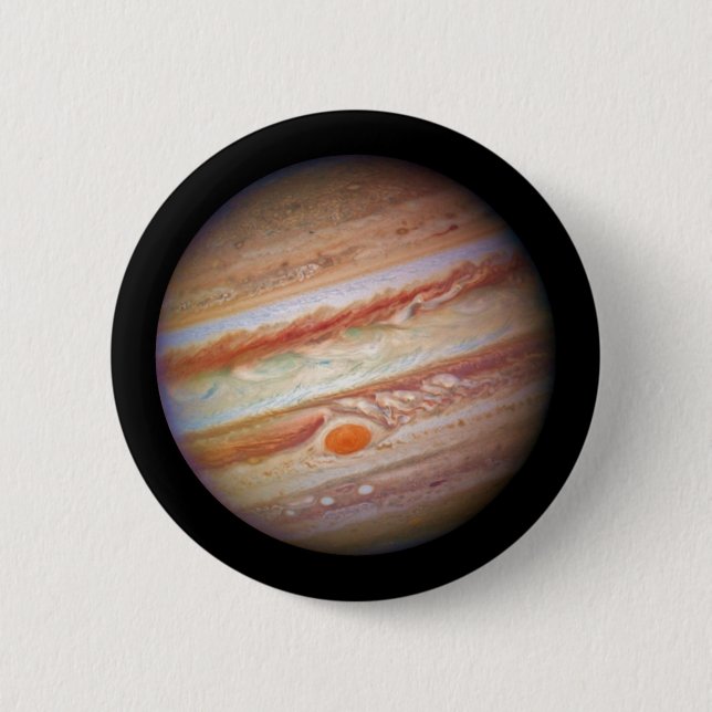 Bóton Redondo 5.08cm PLANET JUPITER ` red spot head on (solar system) ~ (Frente)