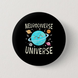 Bóton Redondo 5.08cm Planeta neurodiverso tema espacial galáxia autismo
