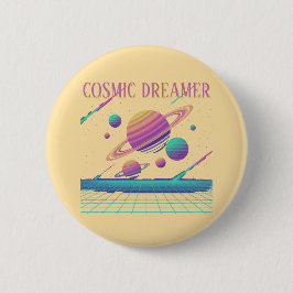 Bóton Redondo 5.08cm Planetas Retro Vaporwave Synthwave