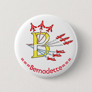Bóton Redondo 5.08cm Planícies de Jato Vermelho B Crachá inicial
