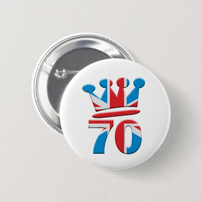 Bóton Redondo 5.08cm Platinum Jubilee Queen Elizabeth 70 anos (Frente & Verso)