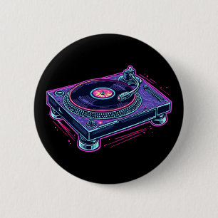 Bóton Redondo 5.08cm Player de registro de vinil de áudio Vintage LP