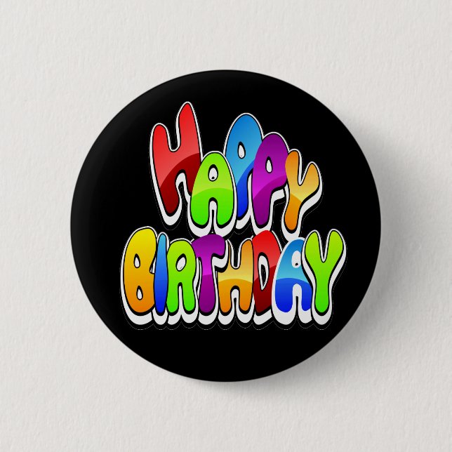 Bóton Redondo 5.08cm Playful Happy Birthday Text (Frente)